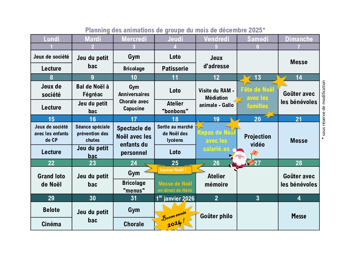 Planning des animations